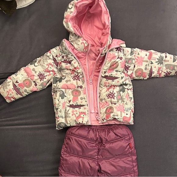 Pink and Plum Onekid Car Seat Safe Road Coat and Matching Snowpants - Picture 1 of 8